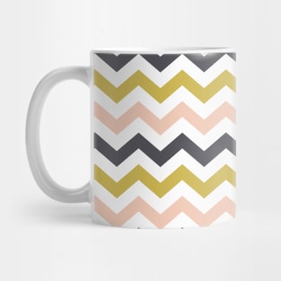 Boho Thick Chevron Mustard Yellow Blue and Pink Mug